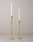 Polished Hammered Brass Candle Holder