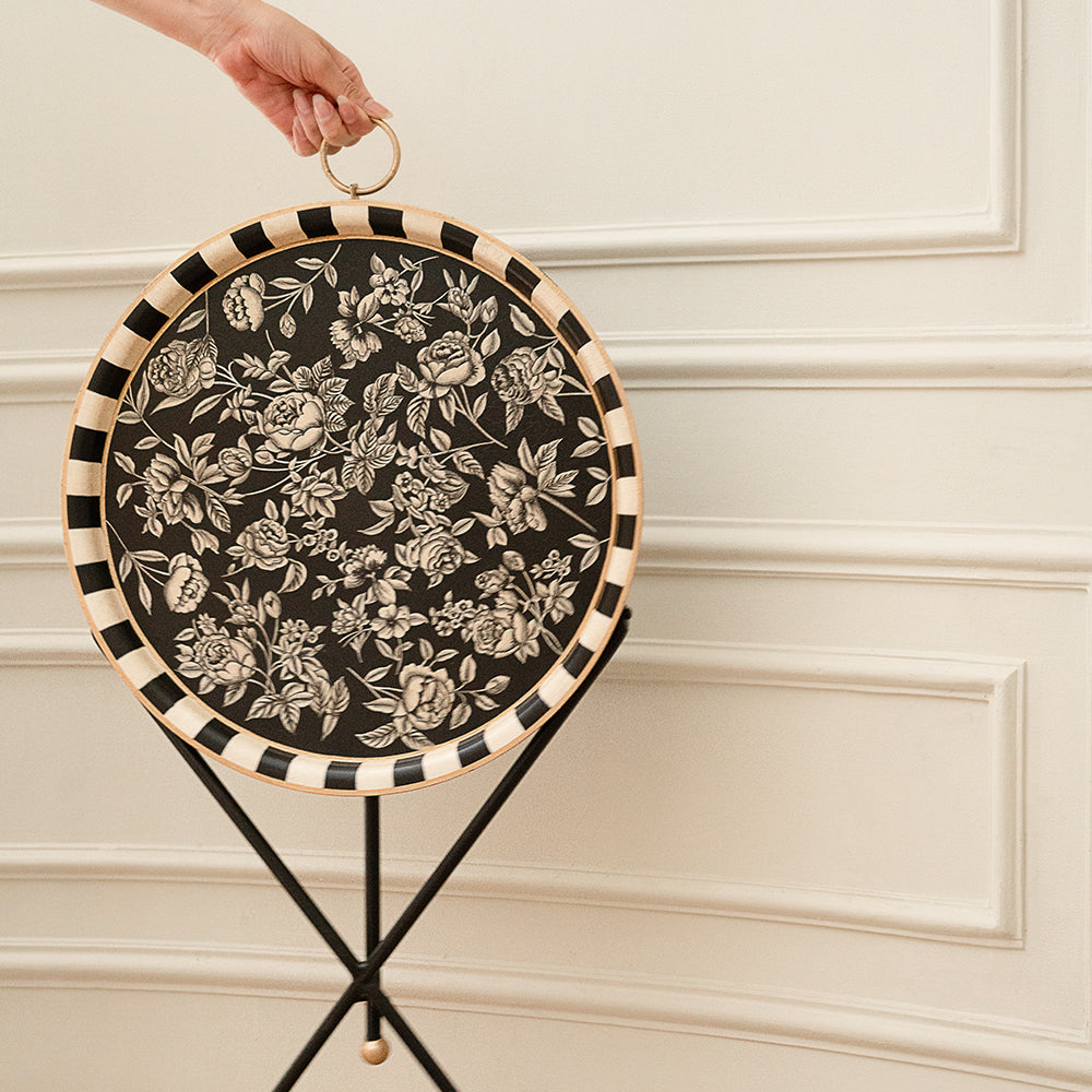 Peony_Monochrome_Butler_Tray_Round_Amaara_Home