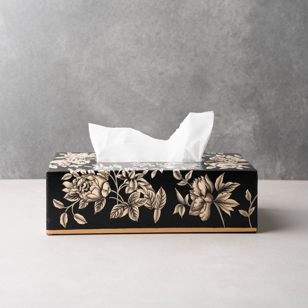 Handpainted Monochrome Tissue Box - Rectangle