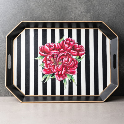 Peony Handpainted Serving Tray - Fuschia
