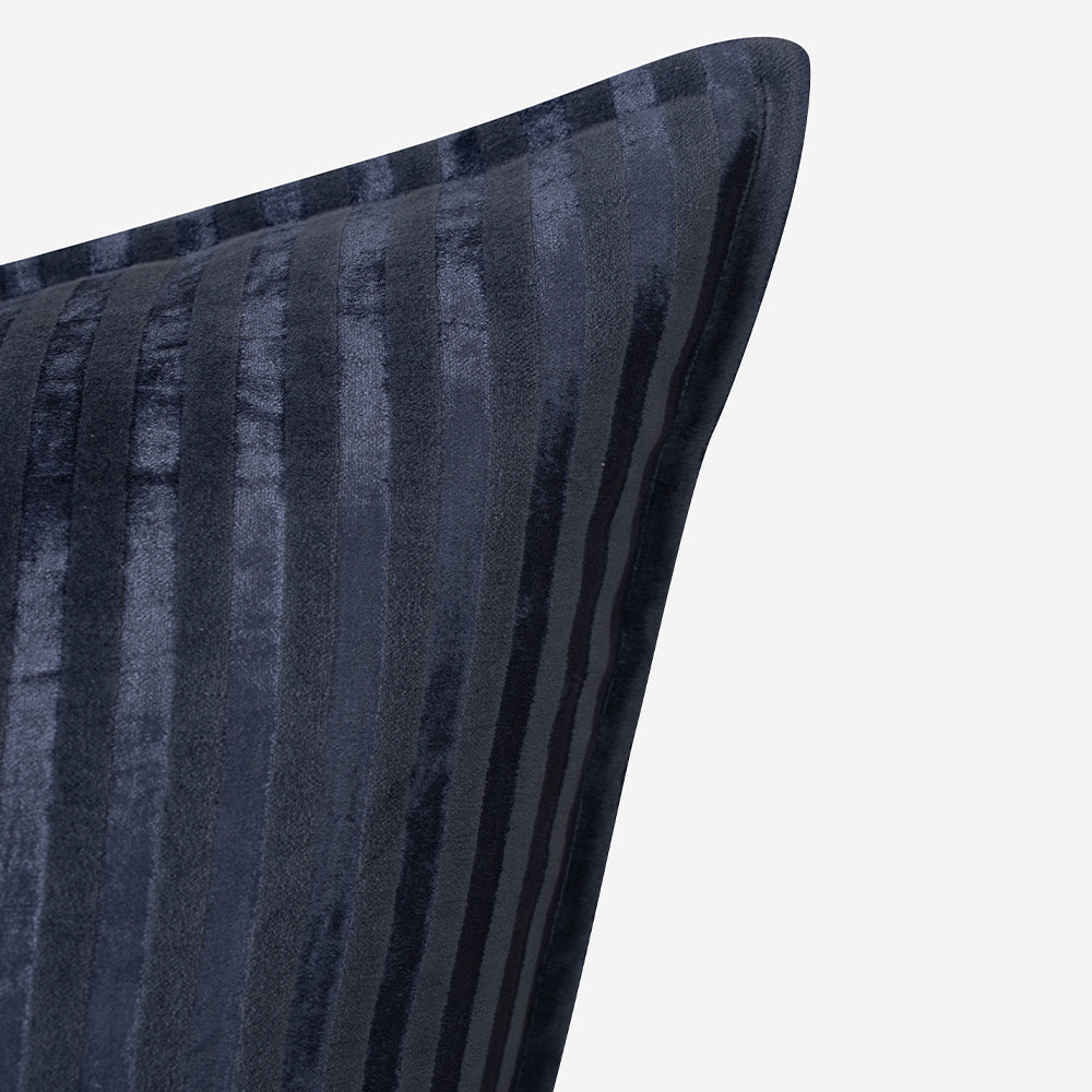 Striped Velvet Cushion Cover - Indigo