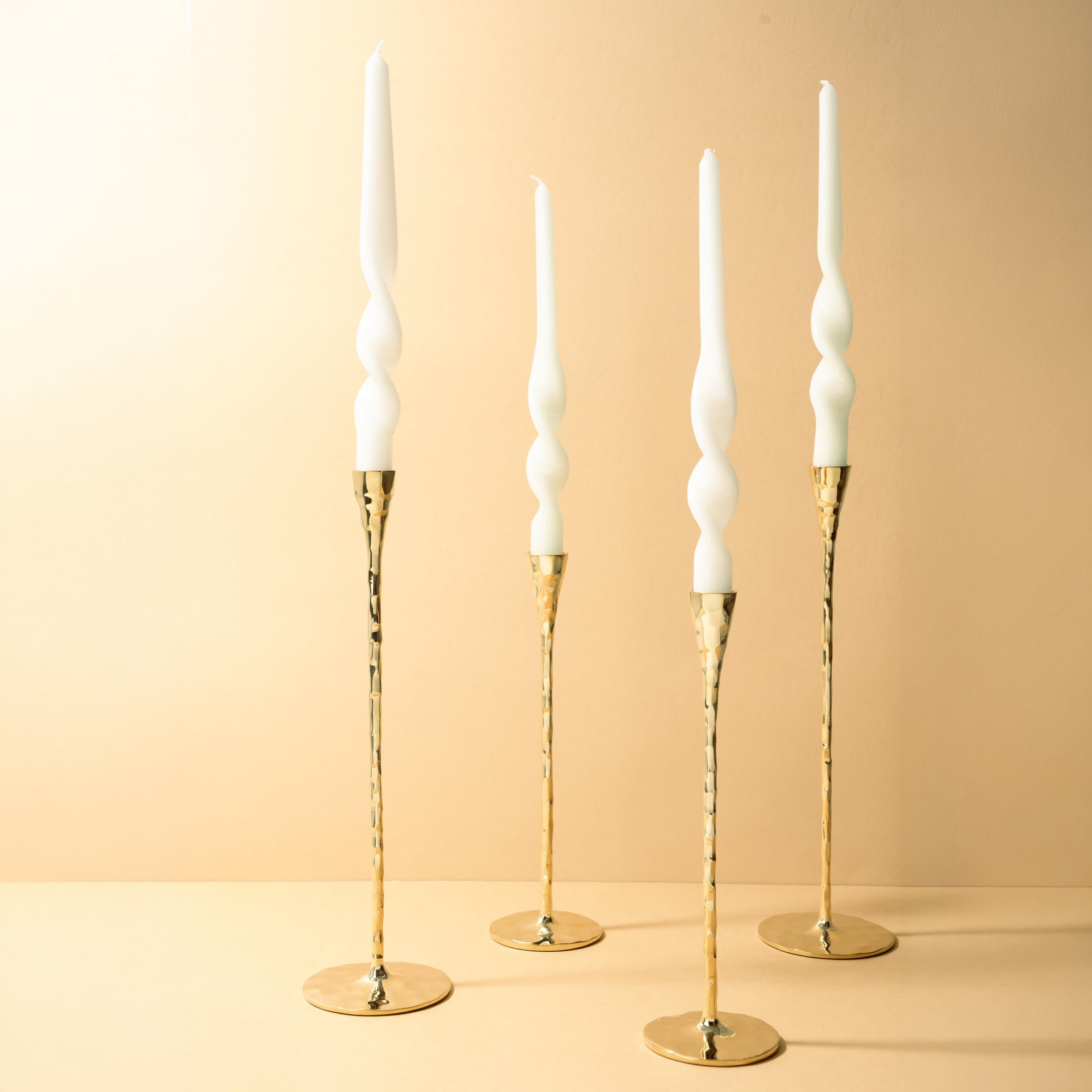 Polished Hammered Brass Candle Holder