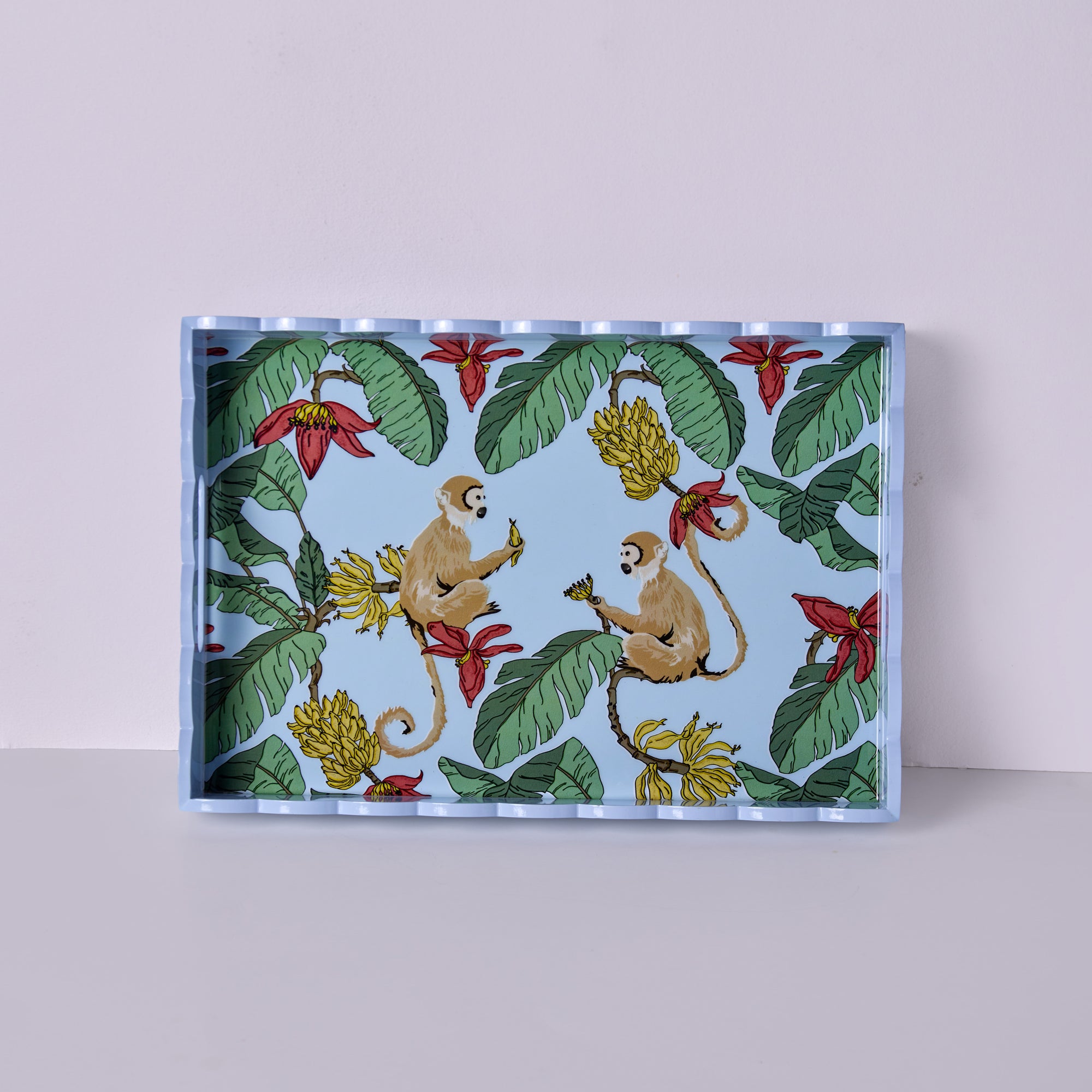 Tropica Monkeys in Mischief Blue Enameled Serving Tray