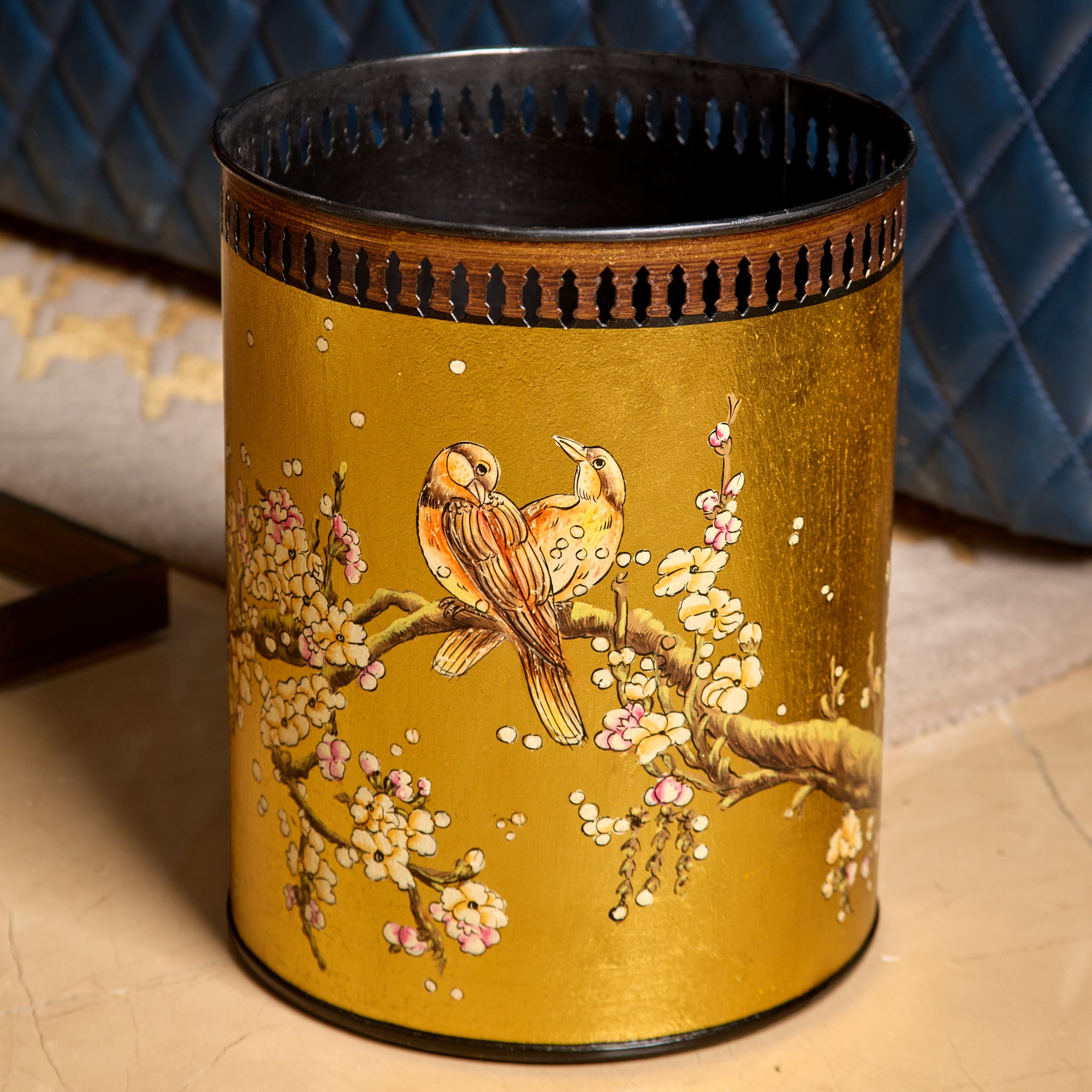 Sakura Gold Hand-Painted Planter &amp; Wastepaper Bin