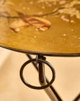 Sakura Black & Gold Hand-Painted Round Foldable Metal Tray Table