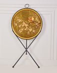 Sakura Black & Gold Hand-Painted Round Foldable Metal Tray Table