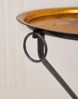 Sakura Black & Gold Hand-Painted Round Foldable Metal Tray Table