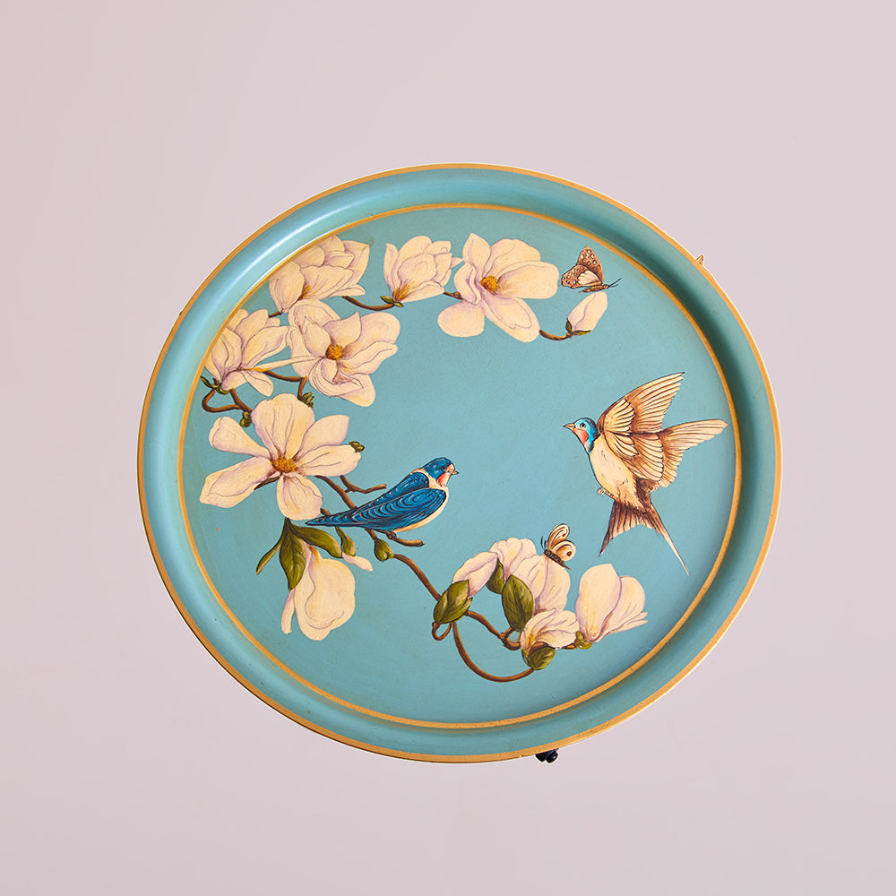 Magnolia_Handpainted_Butler_Tray _Round_Amaara_Home