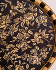 Peony Black Hand-Painted Round Foldable Metal Tray Table