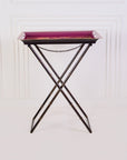 Rosa Maroon Hand-Painted Rectangular Foldable Metal Tray Table