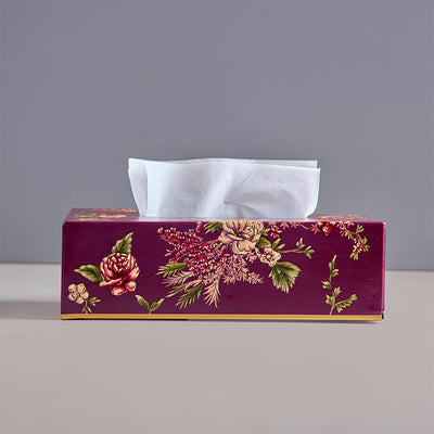 Rosa Handpainted Tissue Box Cover - Rectangle (With Base)