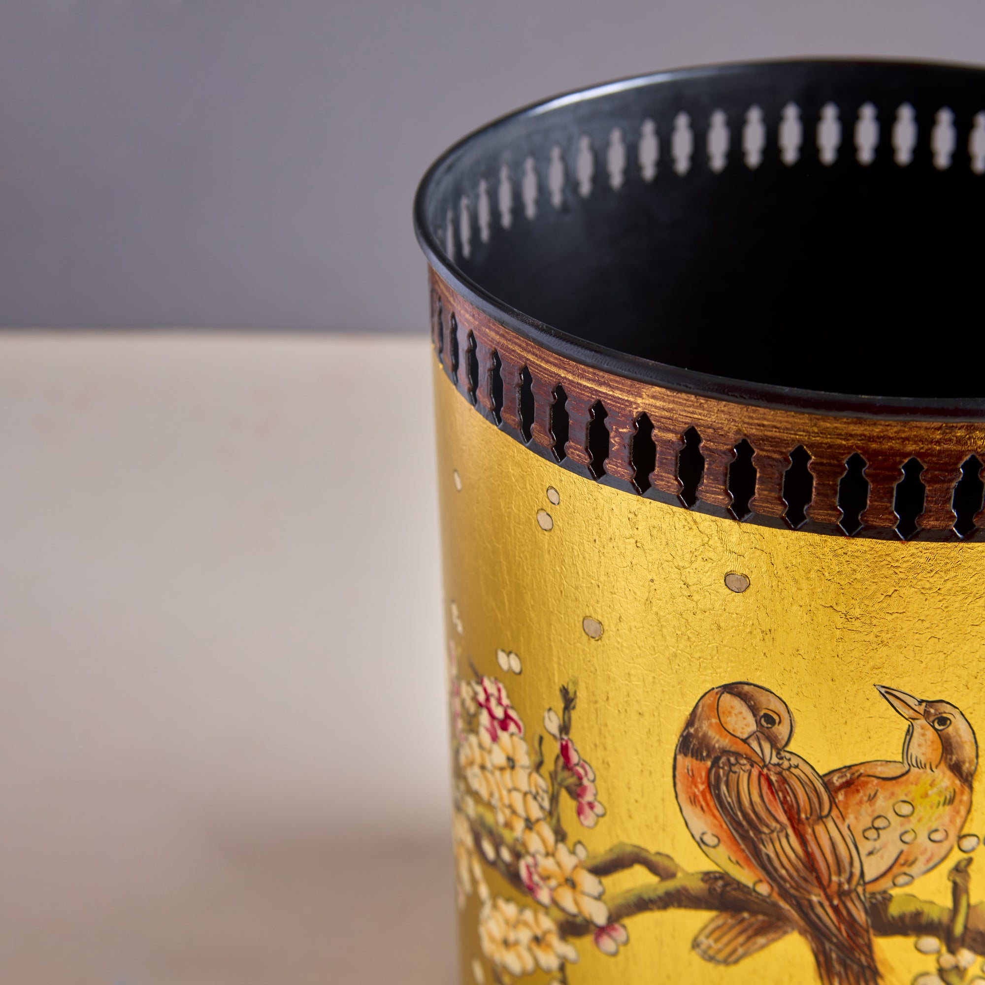 Sakura Gold Hand-Painted Planter &amp; Wastepaper Bin