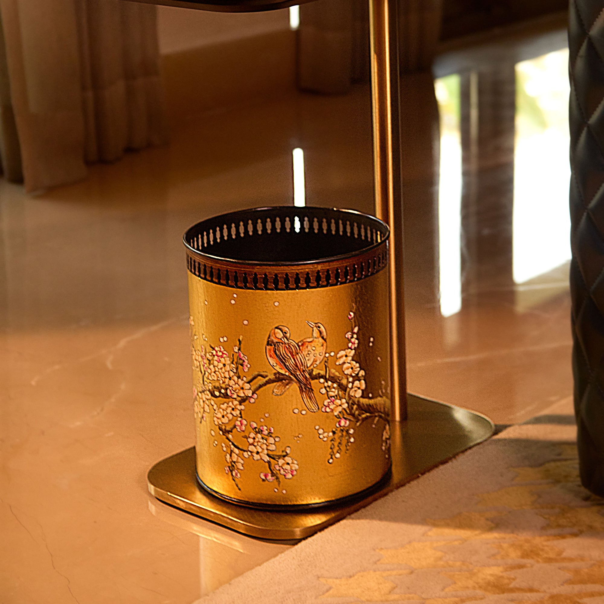 Sakura Gold Hand-Painted Planter &amp; Wastepaper Bin