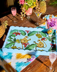 Tropica Monkeys in Mischief Blue Enameled Serving Tray