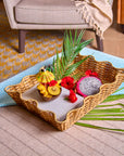 Handwoven Rattan Scalloped Décor Tray