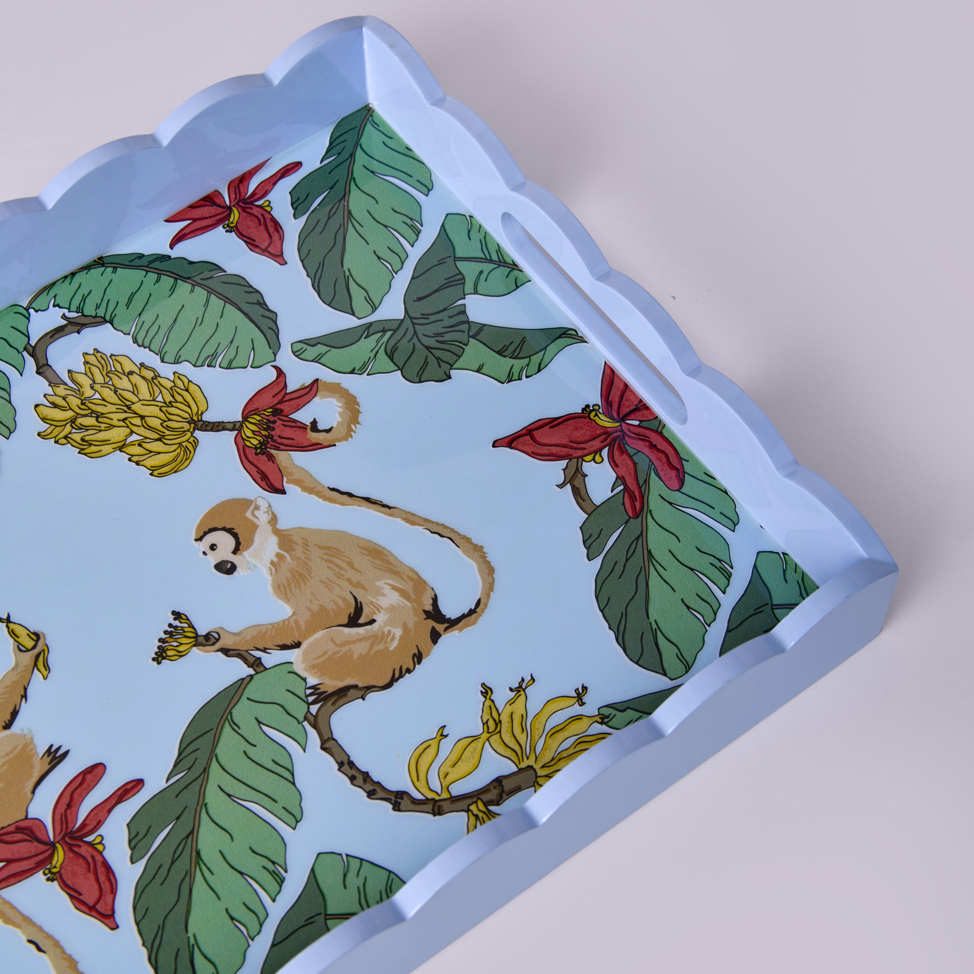 Tropica Monkeys in Mischief Blue Enameled Serving Tray