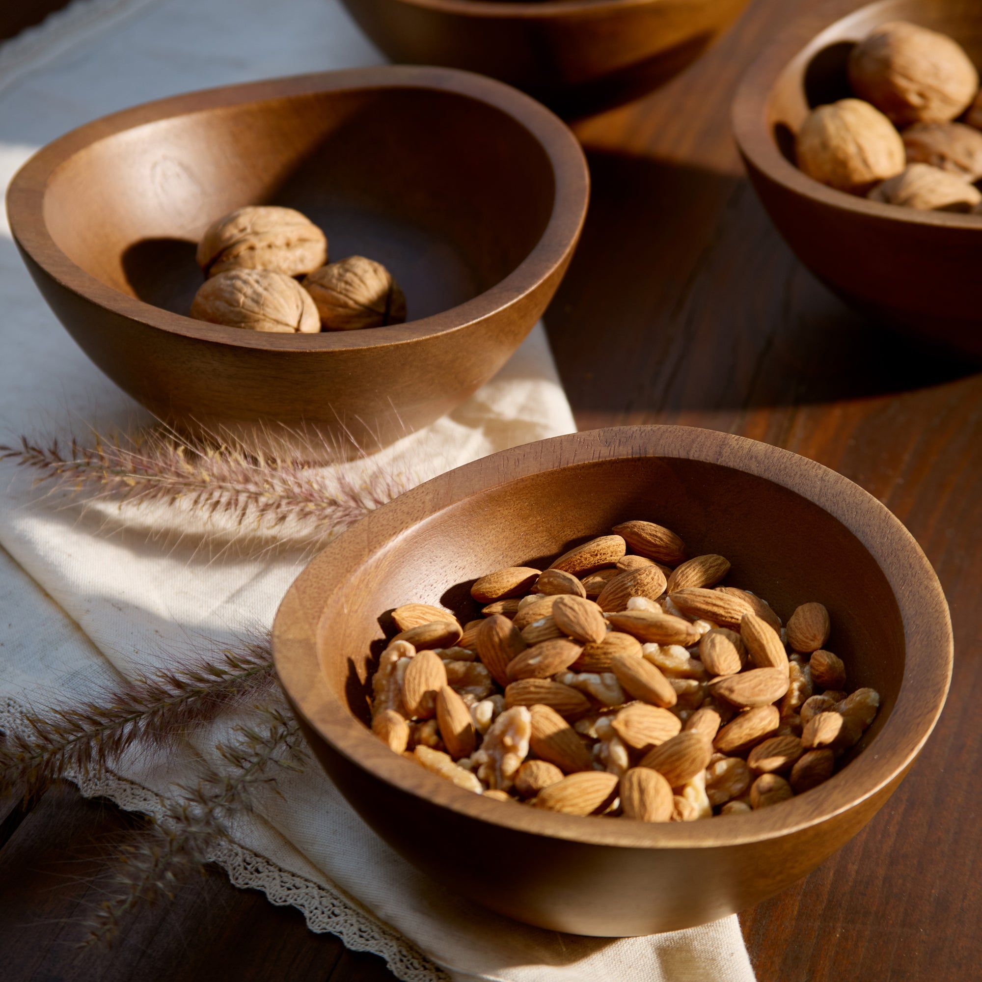 Nami Brown Wooden Acai Bowls - Set of 2