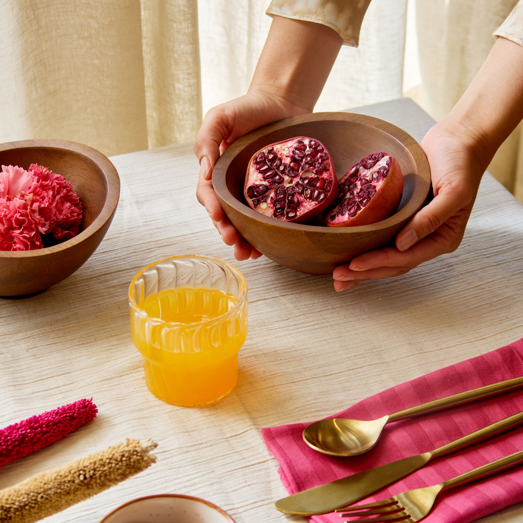 Nami Brown Wooden Acai Bowls - Set of 2