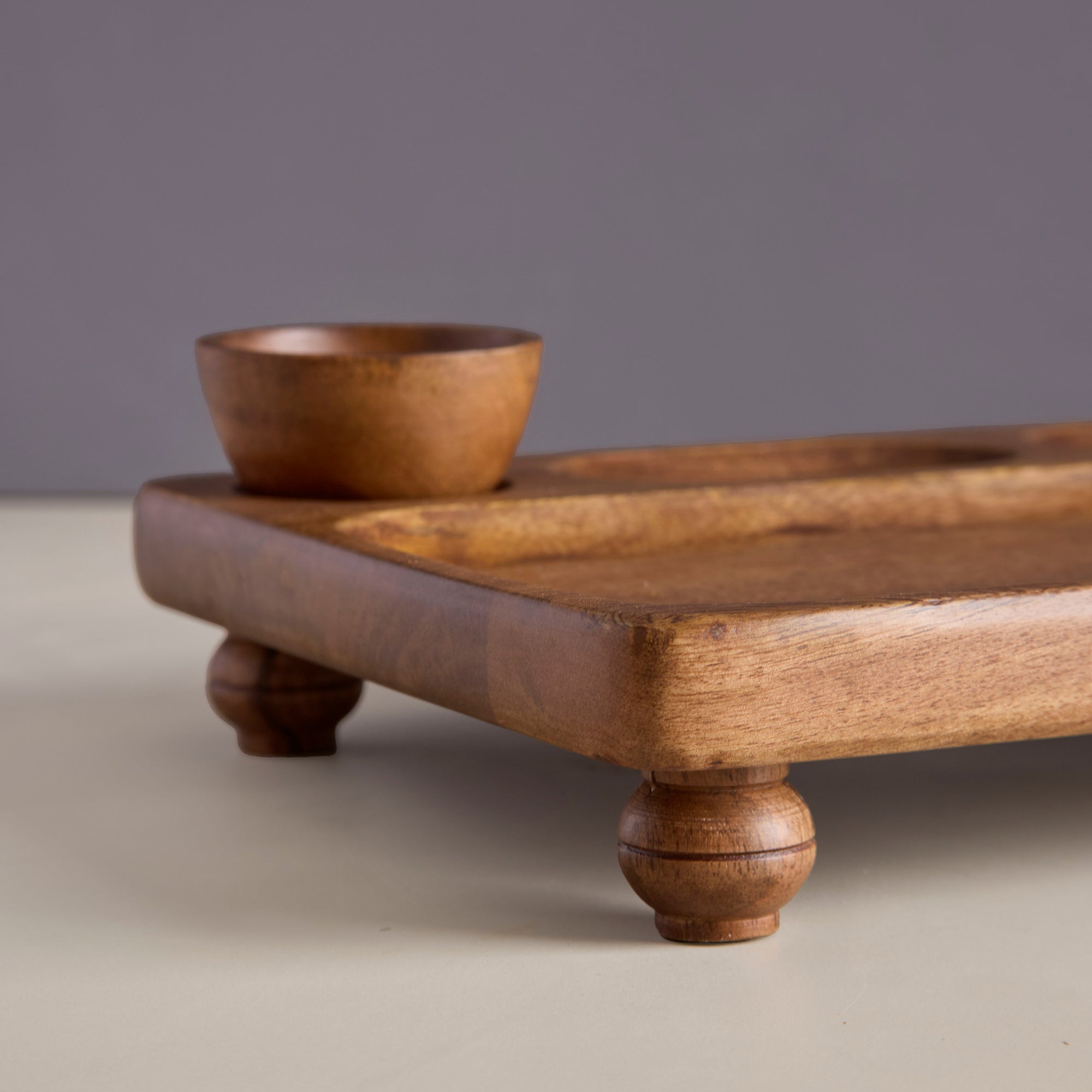 Oban Brown Wooden Serving Platter with Bowls