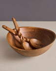 Nami Brown Wooden Salad Bowl with Matching Servers