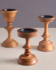 Hikari Brown Wooden Candle Holders - Set of 3