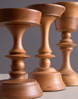 Hikari Brown Wooden Candle Holders - Set of 3