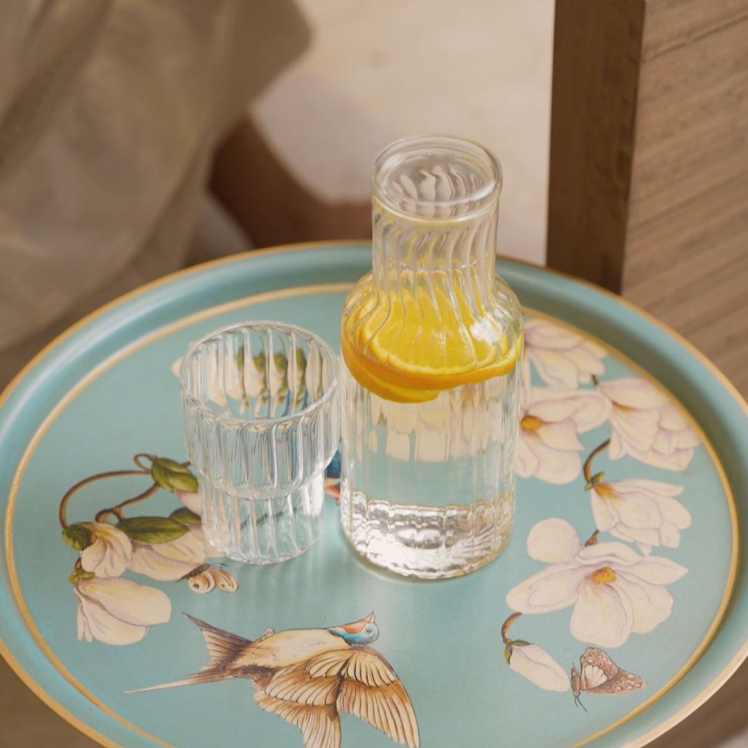 Fluted Glass Carafe With Lid