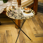 Peony Monochrome Handpainted Butler Tray (Round)