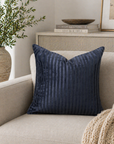 Indigo Stripe Velvet Cushion Cover