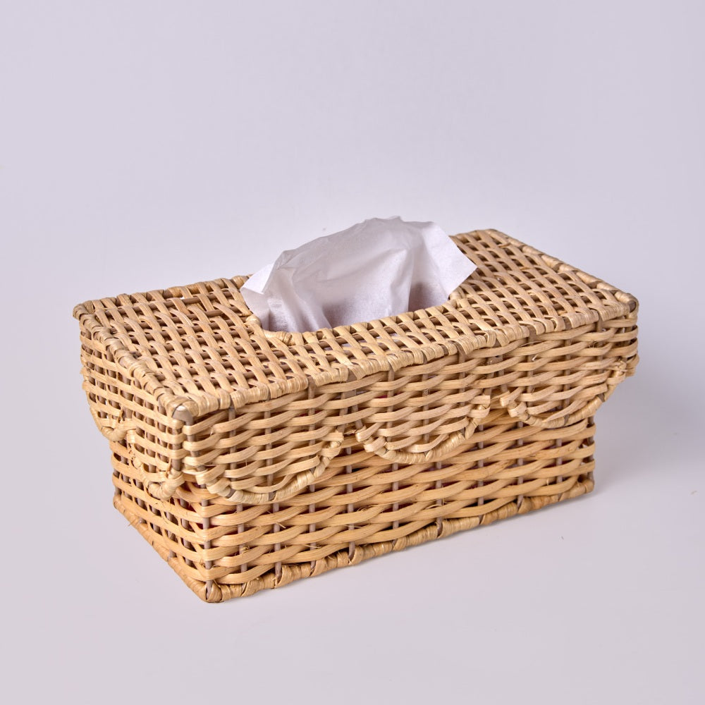 Rattan Scalloped Tissue Box - Rectangle (Large)
