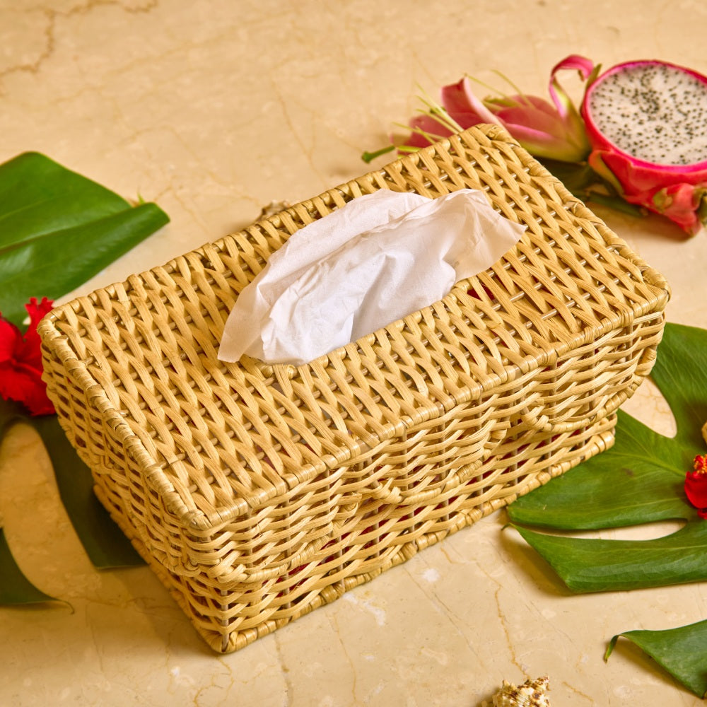 Rattan Scalloped Tissue Box - Rectangle (Large)