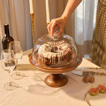 Shibui Wooden Cake Stand With Glass Cloche