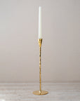 Polished Hammered Brass Candle Holder