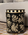 Peony Black Hand-Painted Metal Planter & Wastepaper Bin