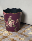 Rosa Maroon Hand-Painted Metal Planter & Wastepaper Bin