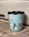 Magnolia Blue Hand-Painted Rectangular Metal Planter & Wastepaper Bin