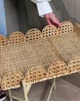 Wicker Wood Light Brown Rectangular Side Table