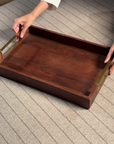 Kibashi Brown Rectangular Wooden Serving Trays - Set of 2