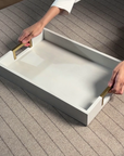 Kibashi White Rectangular Wooden Serving Trays - Set of 2