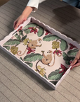 Monkeys In Mischief Pink Hand-Painted Rectangular Wooden Serving Tray
