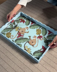 Monkeys In Mischief Blue Hand-Painted Rectangular Wooden Serving Tray