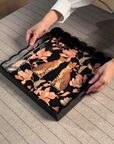 Leopards In Love Black Square Wooden Serving Tray