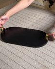 Kage Black Wooden Oval Serving Tray